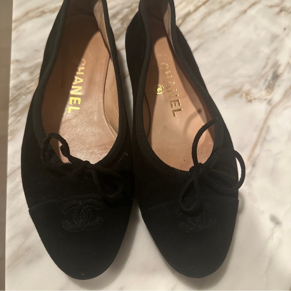 Chanel ballerina flats black suede 36.5
